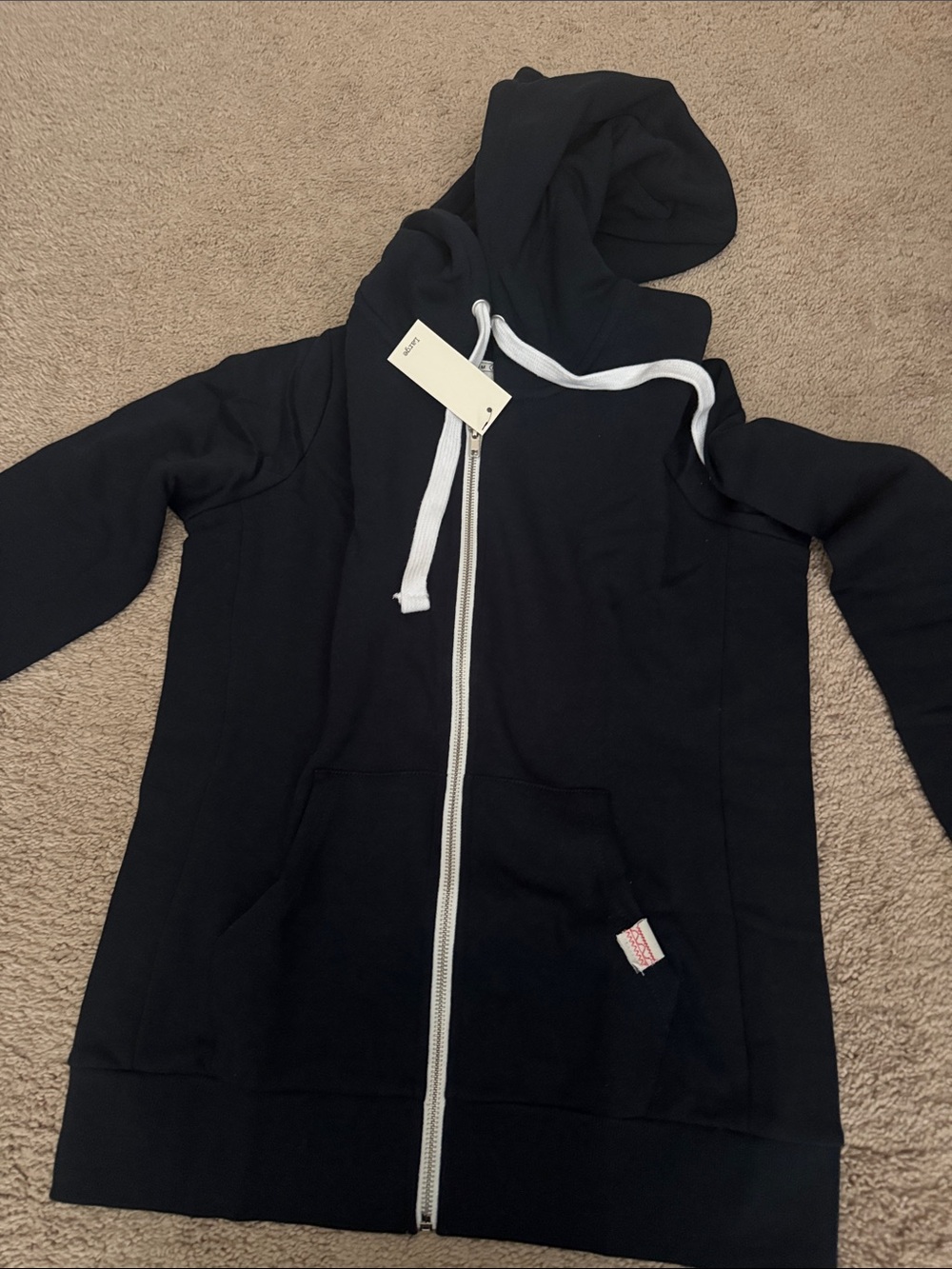 Amazon Black Zip-Up Hoodie with White Drawstrings